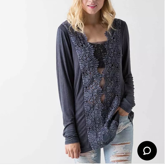 gimmicks by BKE Tops - Gimmicks by BKE Crochet Lace & Mesh Fairy Grunge Whimsigoth Top Sz L